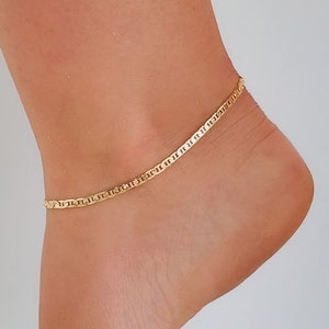 18K Gold Filled Anklet | Gold Mariner Anklet | Mariner Anklet | Thick Gold Ankle Bracelet | Gold Anklets for Women | Mariner Chain Anklet