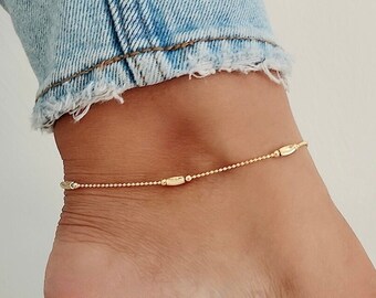 Tobillera delicada, pulsera de tobillo minimalista (10"), tobillera de oro, tobillera de playa, tobillera de serpiente, regalo para ella, tobillera de cadena