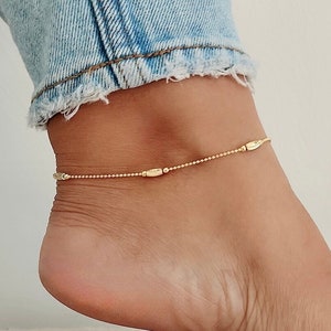 Dainty Anklet, (10") Minimalist Ankle Bracelet, Gold Anklet, Beach Anklet, Snake Anklet, Gift for Her, Chain Anklet