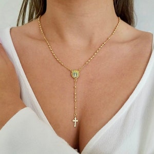 Gold rosary necklace sales for female