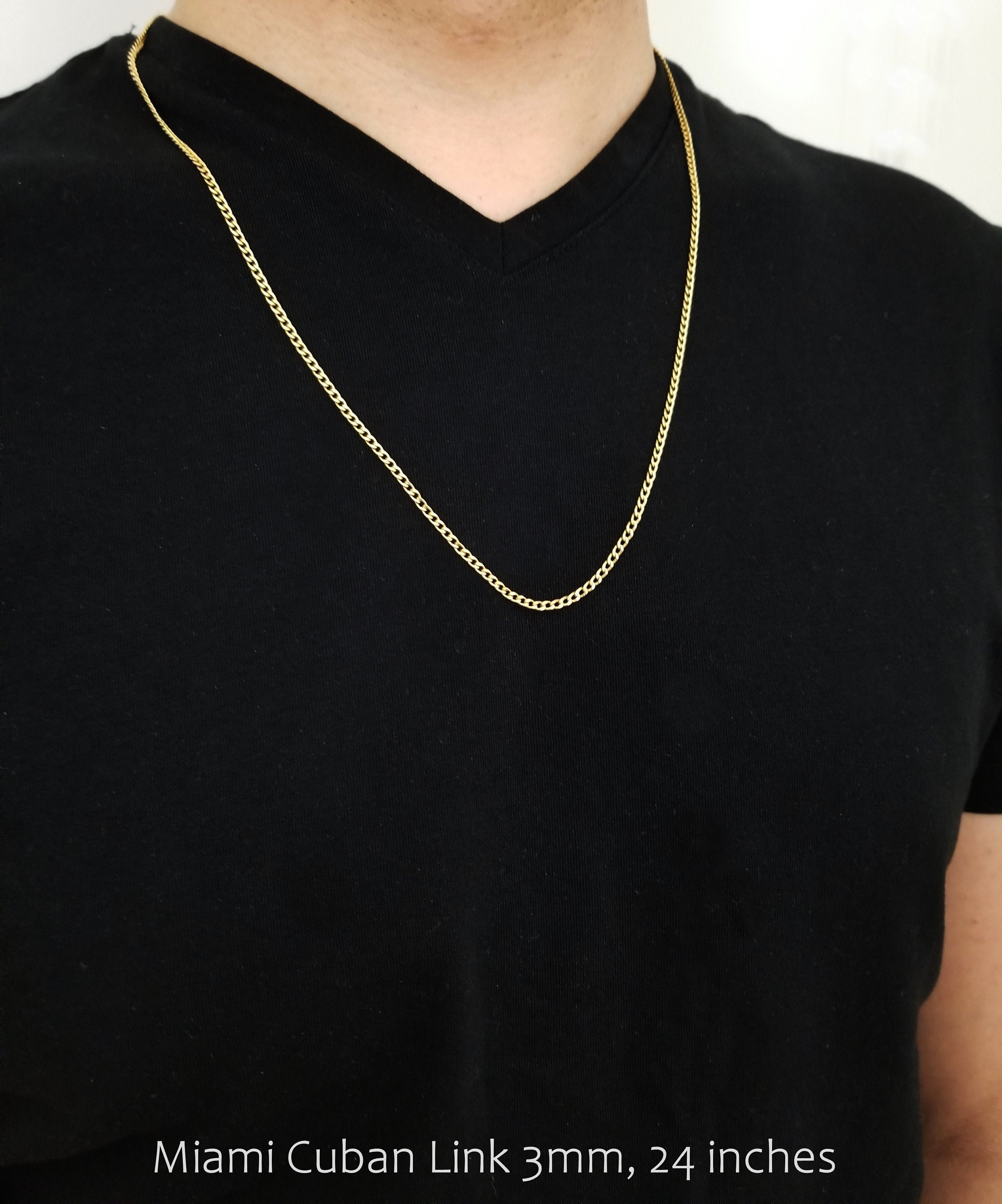 18K Gold Chain Miami Cuban Link Chain 