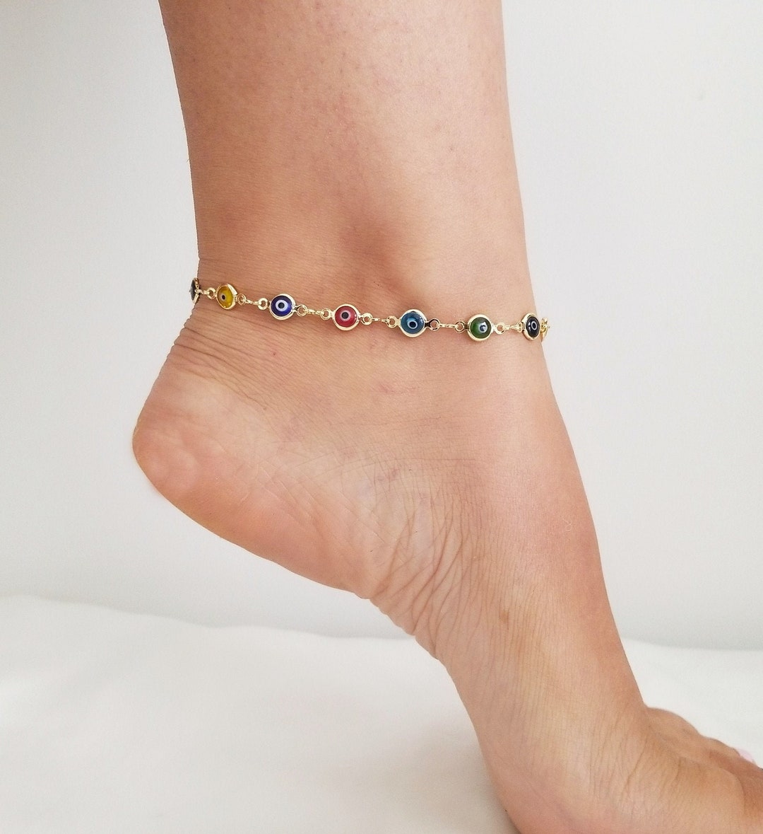 Evil Eye Anklet Bracelet, 18k Gold Evil Eye Anklet Bracelet, Trendy