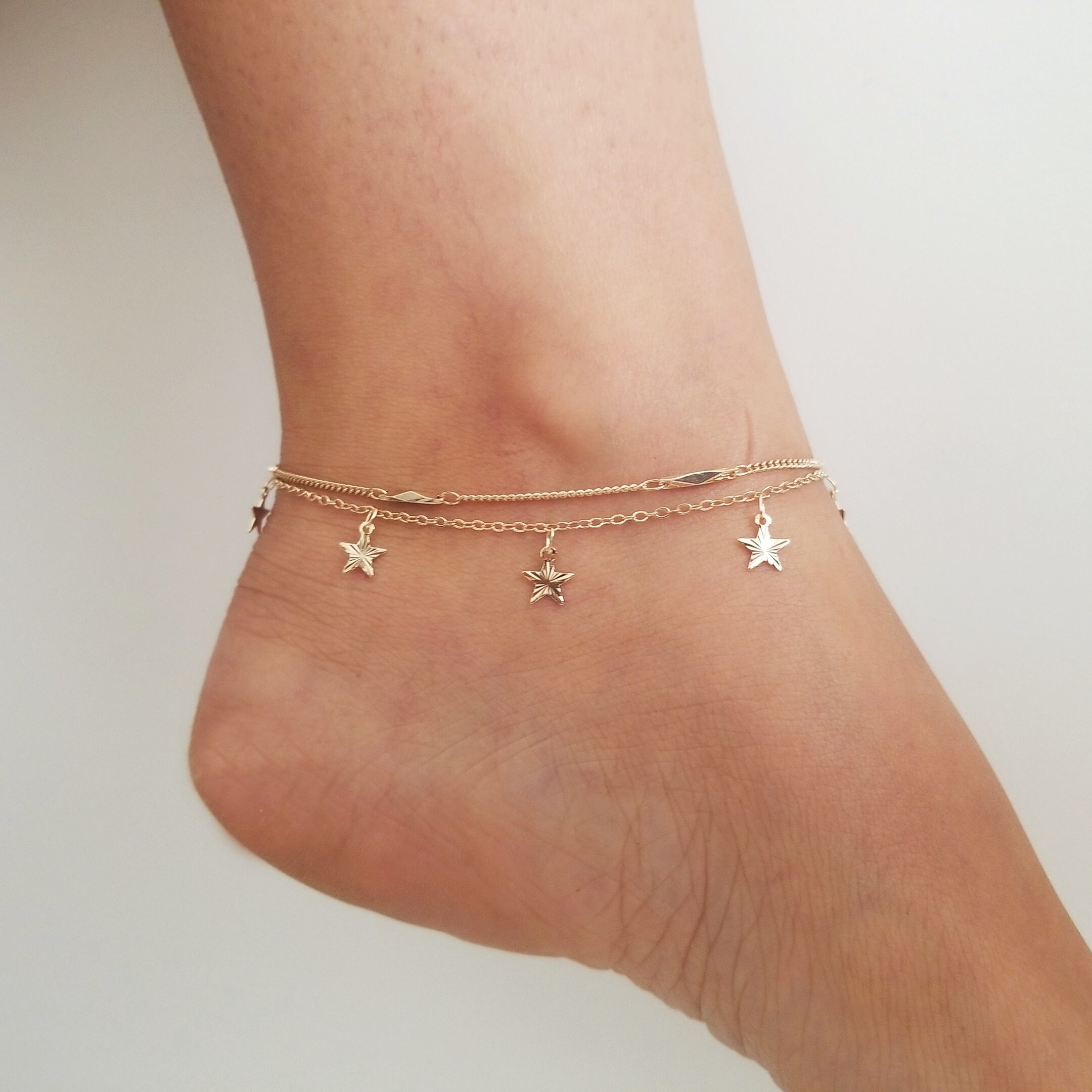 18k Gold Anklet Anklet With Chain Gold Anklet Gold Anklet Etsy UK