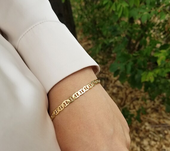 Buy Unisex Thick Link Chain Bracelet 5mm Stacking Bracelets Gold