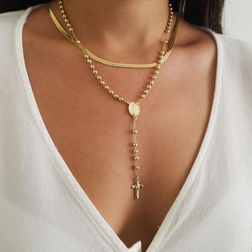 Gold Rosary Necklace - Etsy India