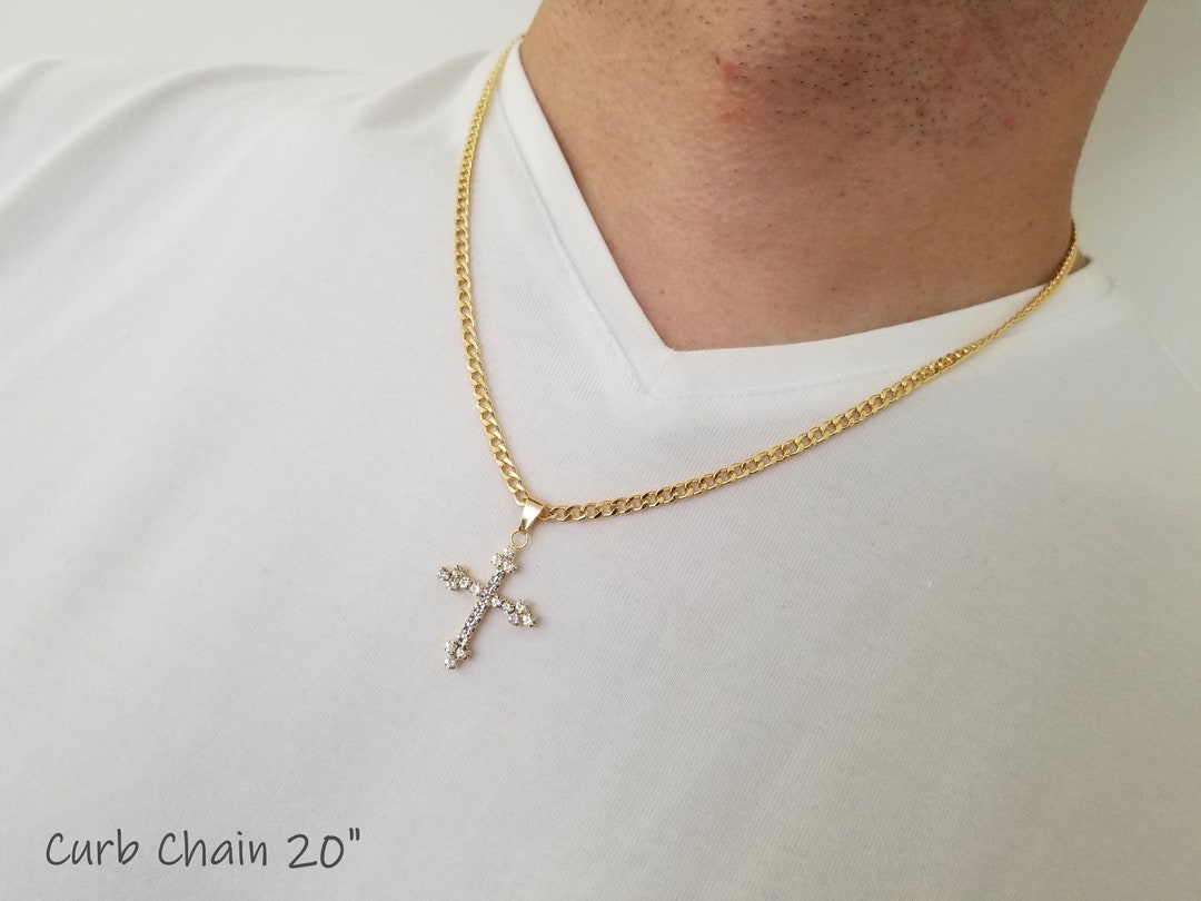 Gold cuban chain with cross Clearance
