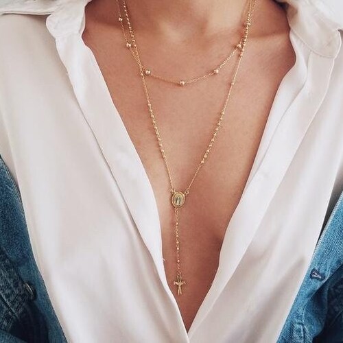 Catholic Rosary for Woman Rosary Beads Necklace Gold Gold Etsy