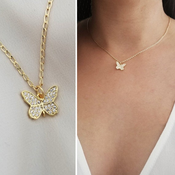 18k gold butterfly necklace deals