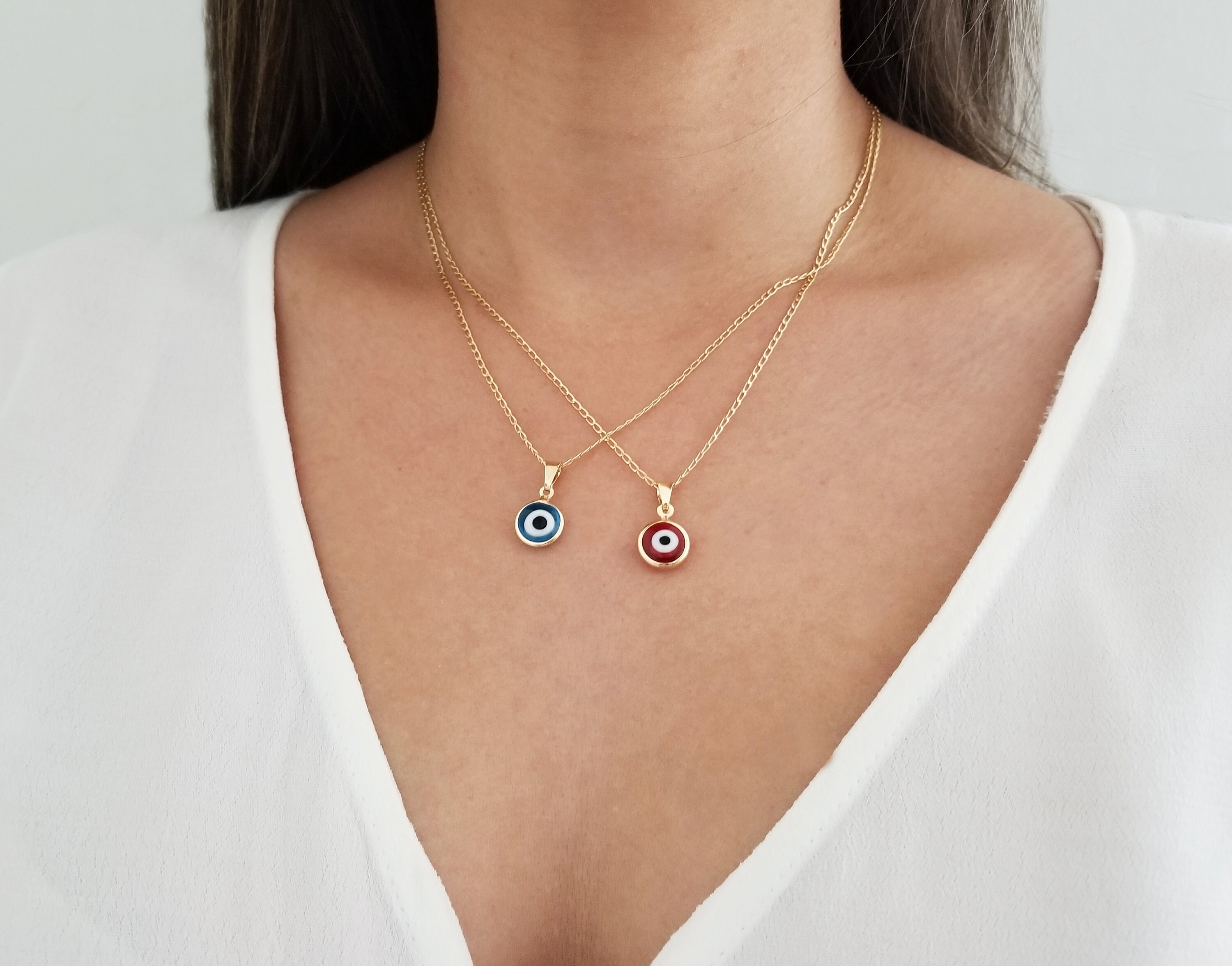 Evil Eye Necklace/ 18K Gold Filled Dainty Necklace 