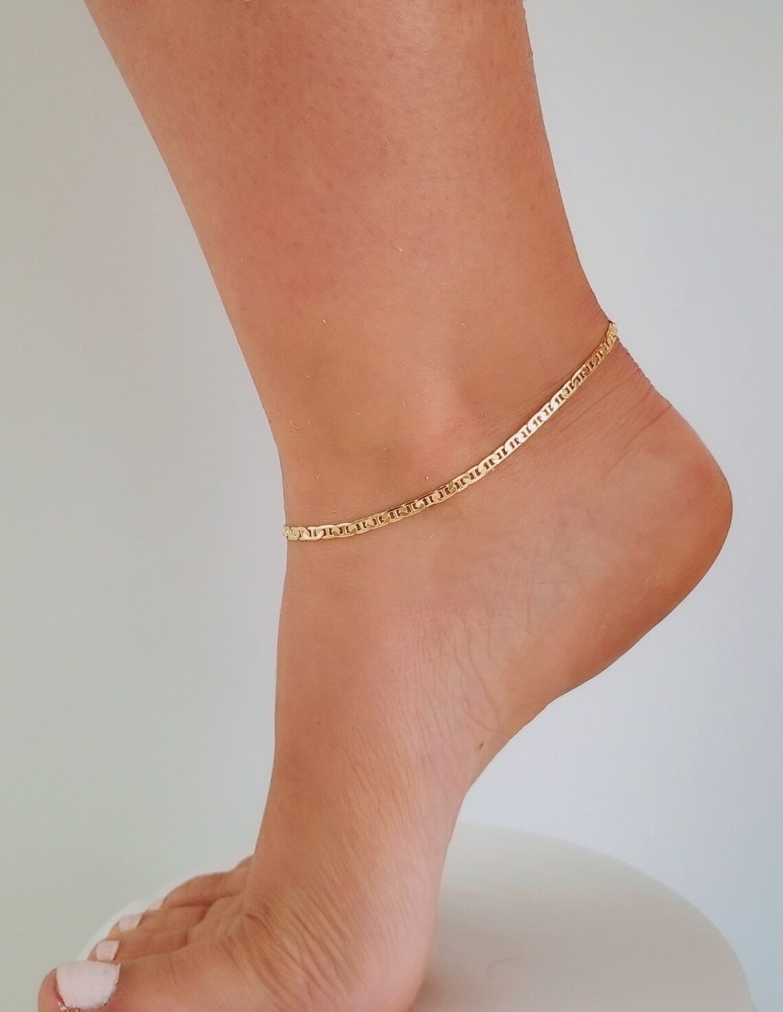 14K Gold Filled Anklet Gold Anklet Mariner Anklet Thick Etsy