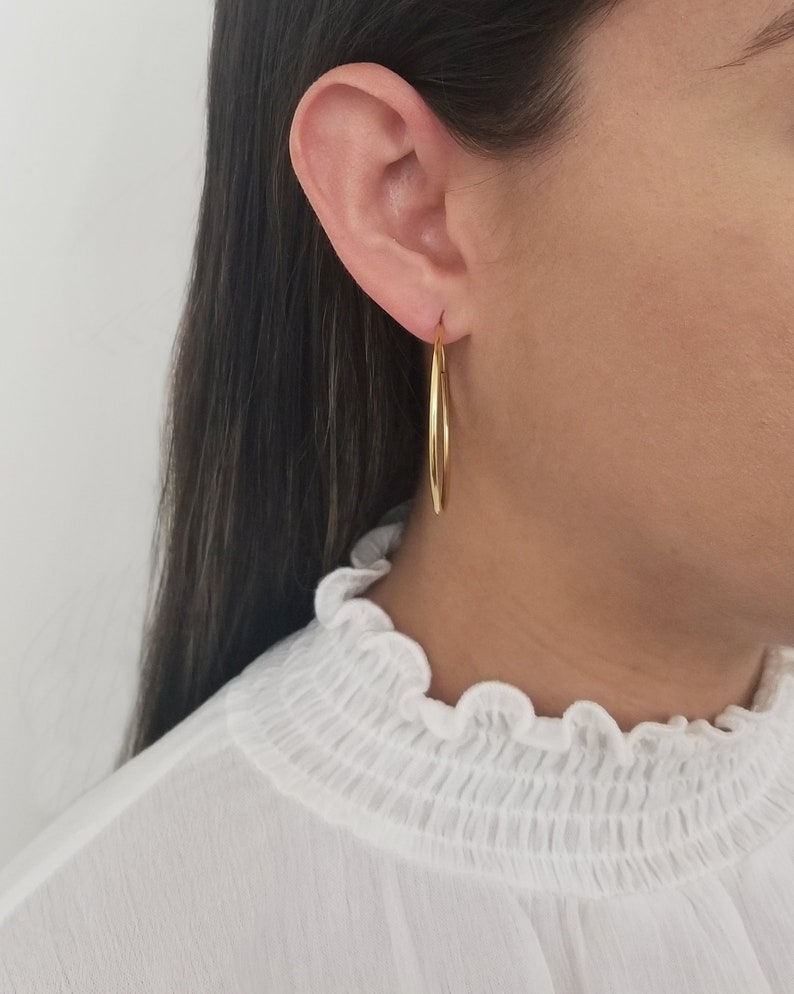 gold endless hoop earrings 18k