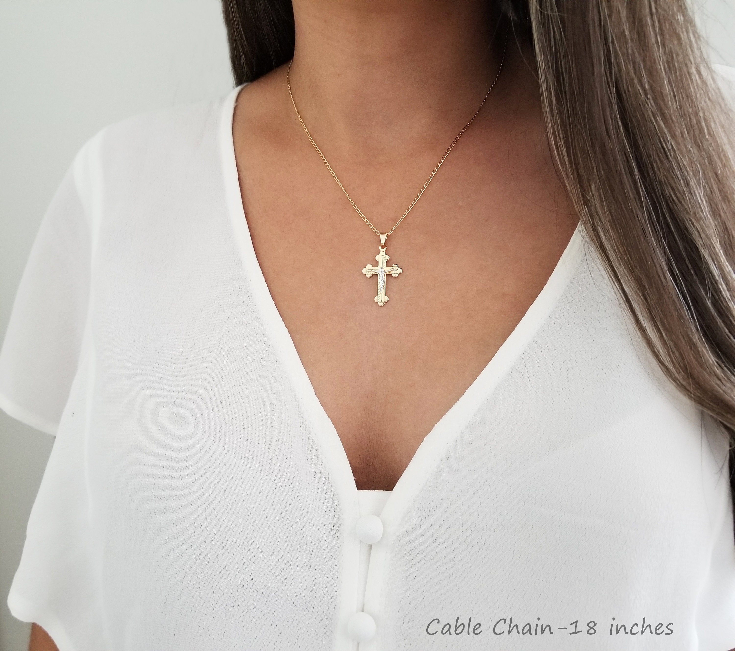 Religiöses Kreuz Kreuz Halskette, Kette Halskette, Halskette, Geschenk Kreuz Anhänger