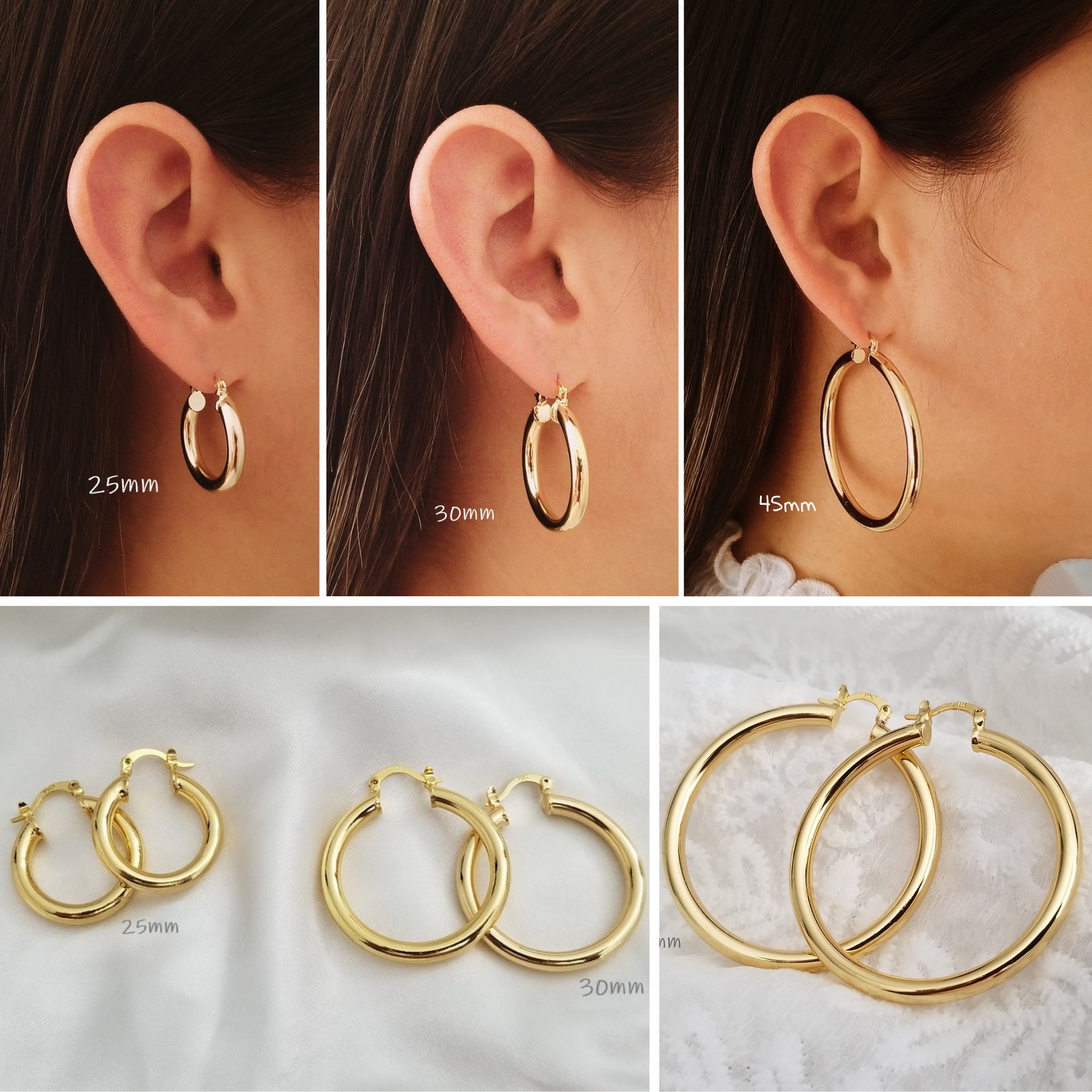 Thick 18k Gold Filled Hoops 18mm 25mm 30mm & 45mm Gold Hoops Etsy