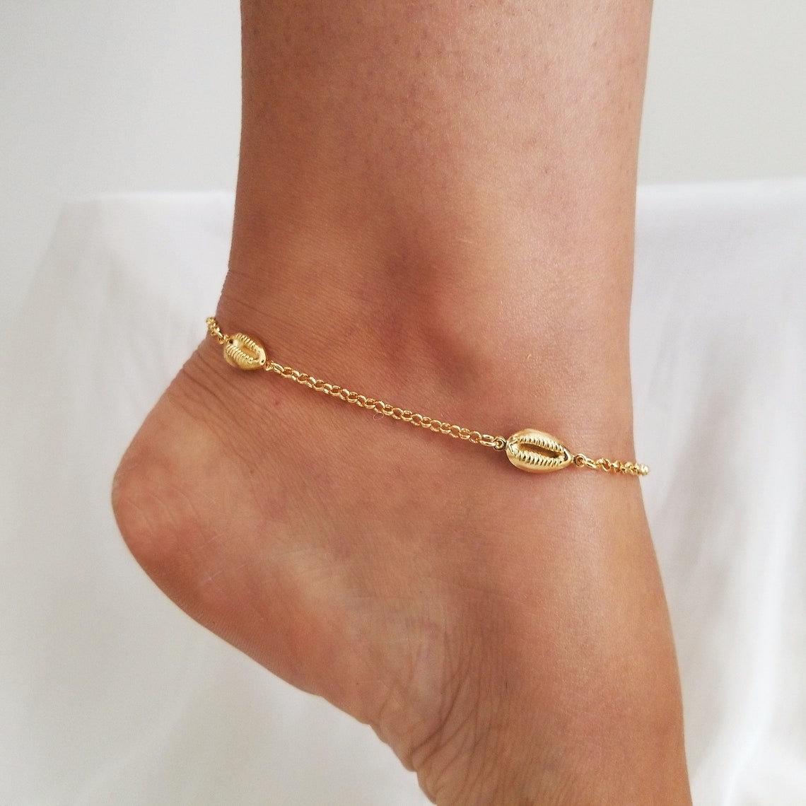 18k Gold Anklet Anklet With Chain Gold Anklet Gold Anklet Etsy