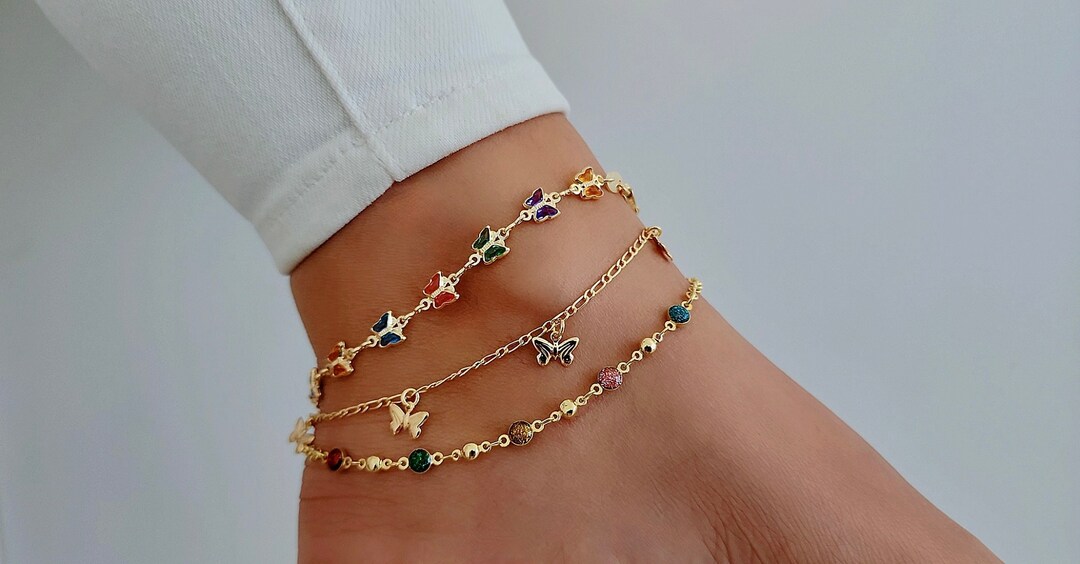 Dainty Anklet for Woman Gold Anklet Set Gold Dainty Anklet Etsy