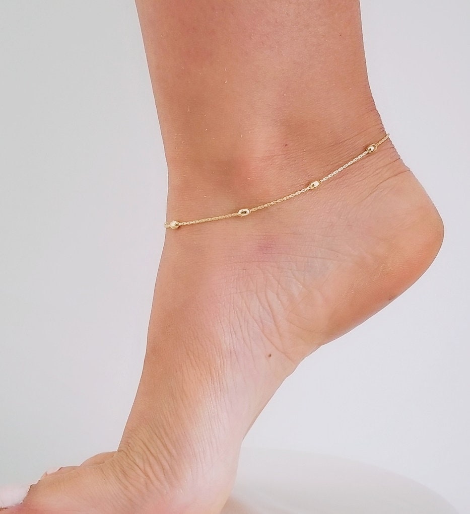 18k Gold Anklet Anklet With Chain Gold Anklet Gold Anklet - Etsy