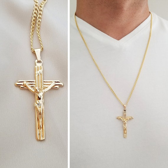 Gold Cross Necklace Gold Necklace Men 