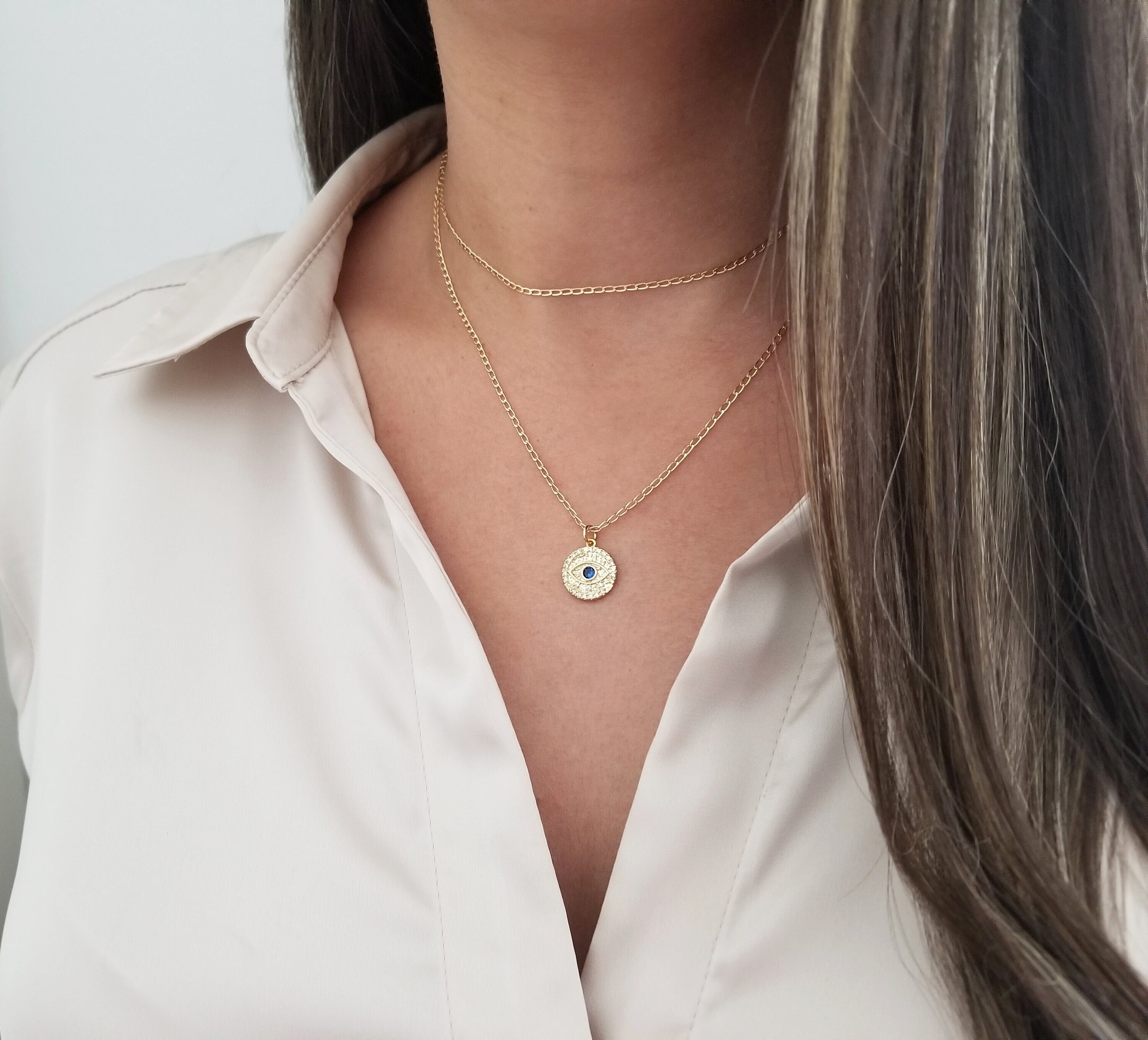 Evil Eye Necklace/ 18K Gold Filled 
