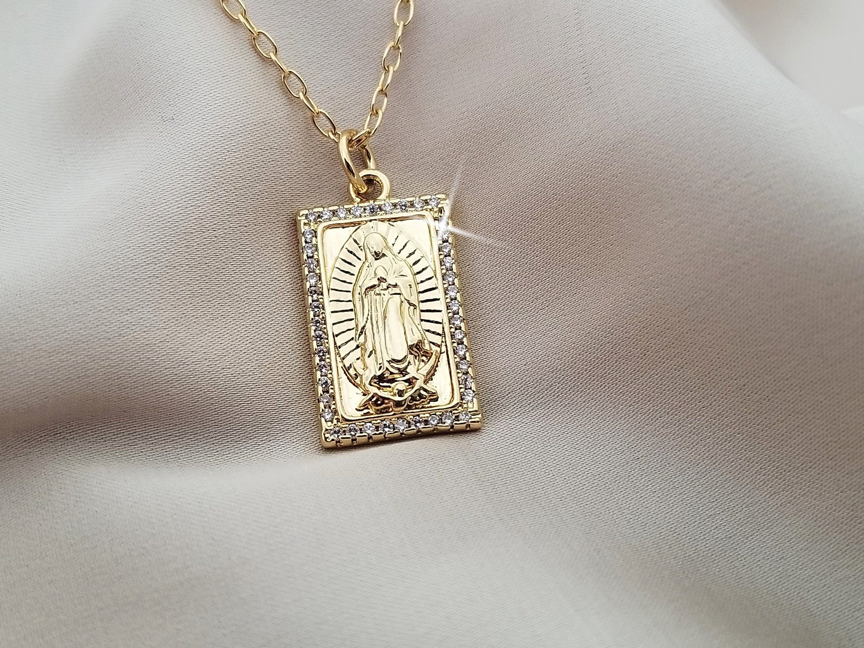 Virgin Mary Necklace / Religious Necklace / Gold Necklace with Etsy