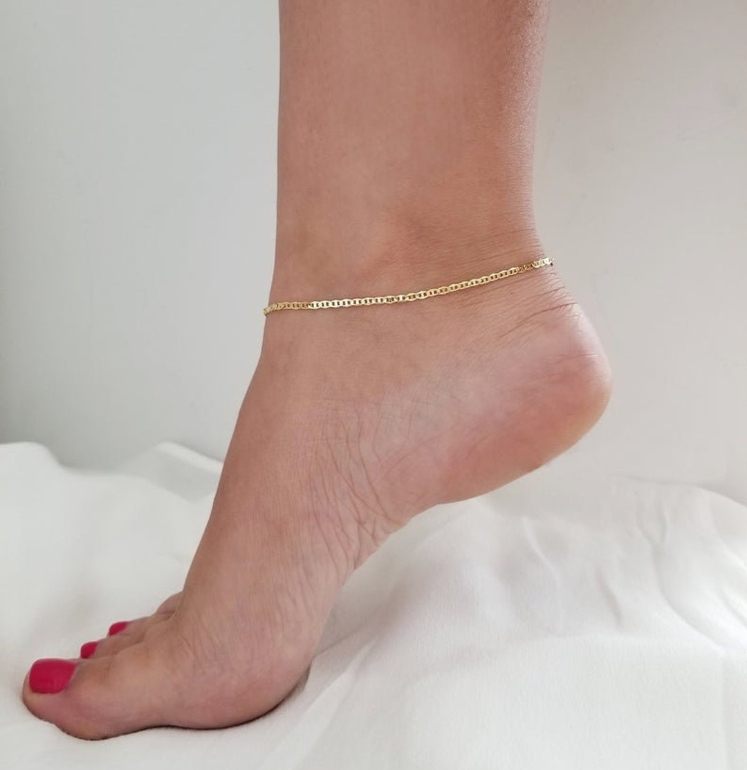 21k Gold Ankle Bracelets – Cleopatra Jewelers