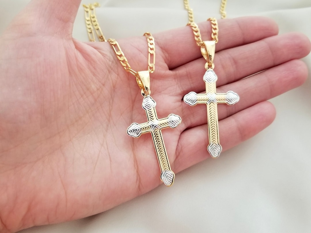 18k Gold Cross Necklace Gold Cross Necklace Men Gold Cross Pendant