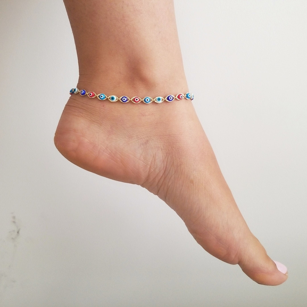 Evil Eye Anklet/ 18k Gold Filled Evil Eye Anklet/ Evil Eye Ankle