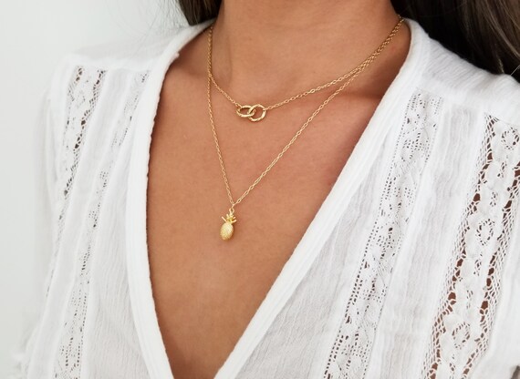 Pineapple With Gold Chain Necklace 