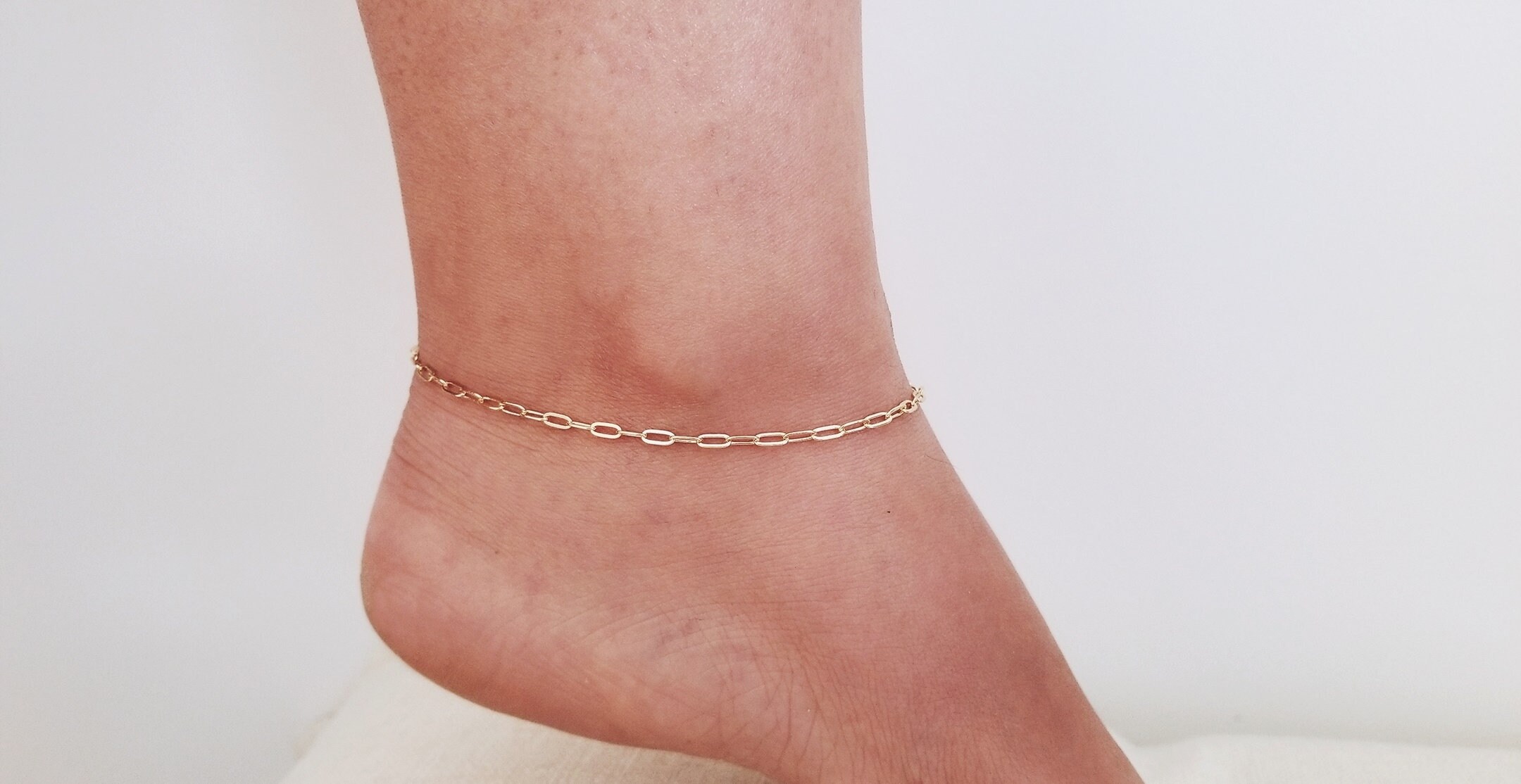 Paperclip Anklet/ 18K Gold Filled Chain Anklet/ Gold Rectangle Etsy
