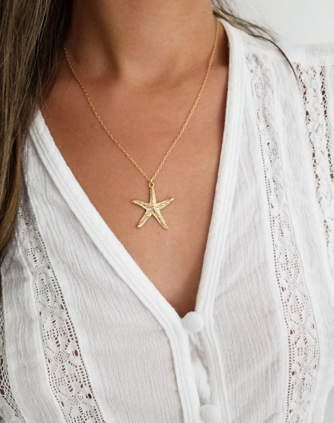 Gold Starfish Necklace, Gold Starfish Necklace, Gold, Starfish Pendant ...