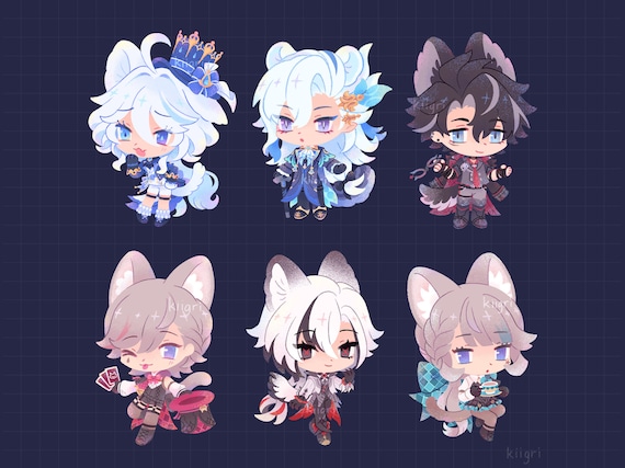 Genshin Impact: Fontaine - 2" Catboy/Catgirl Charms (Furina, Lyney, Lynette, Neuvillette, Wriothesley, Arlecchino)