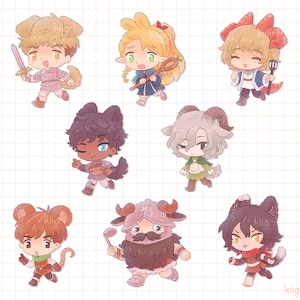 May include: A set of ten colorful cartoon character stickers featuring a variety of animal-themed characters. The characters are all wearing different outfits and accessories, and they are all smiling and looking happy. The stickers are perfect for adding a touch of fun and whimsy to any project.