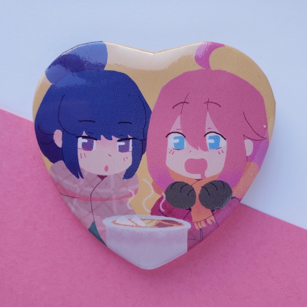 Yuru Camp - Heart Badge Button (Rin & Nadeshiko)