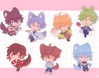 NU: Carnaval - Encantos acrílicos epoxi de 2" (Eiden, Yakumo, Edmond, Olivine, Quincy, Kuya, Garu)