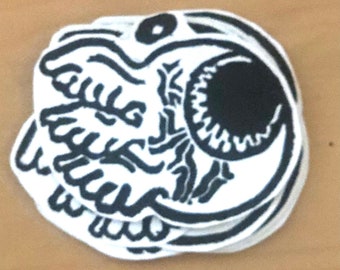 Biblical Angel Sticker | Flying Eyeball | Block Print Sticker