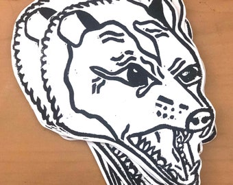 Angry Opossum Sticker | Block Printed Sticker