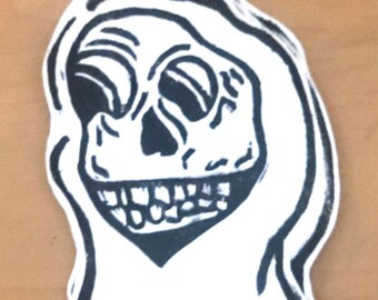 Grim Reaper Sticker | "Grimme" | Block Printed Sticker