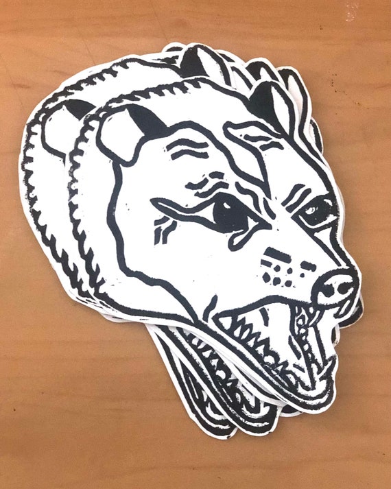 Angry Opossum Sticker | Block Printed Sticker