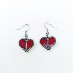 Stained Glass Red Heart Earrings