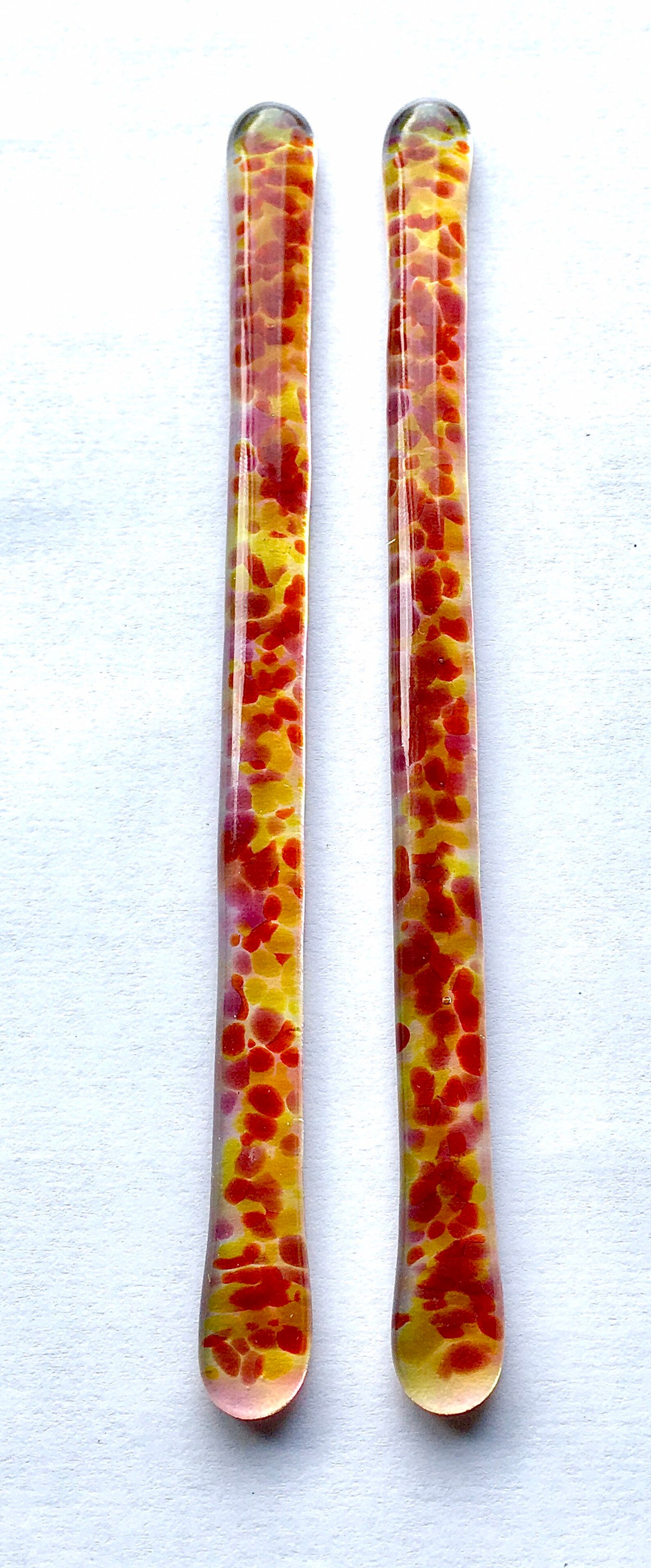 Handmade Fused Glass Swizzle Sticks 9 1 Pair Etsy