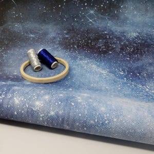 Creationist Blue Cross Stitch Fabric, Galaxy, Night Sky, Celestial, Aida Evenweave Linen