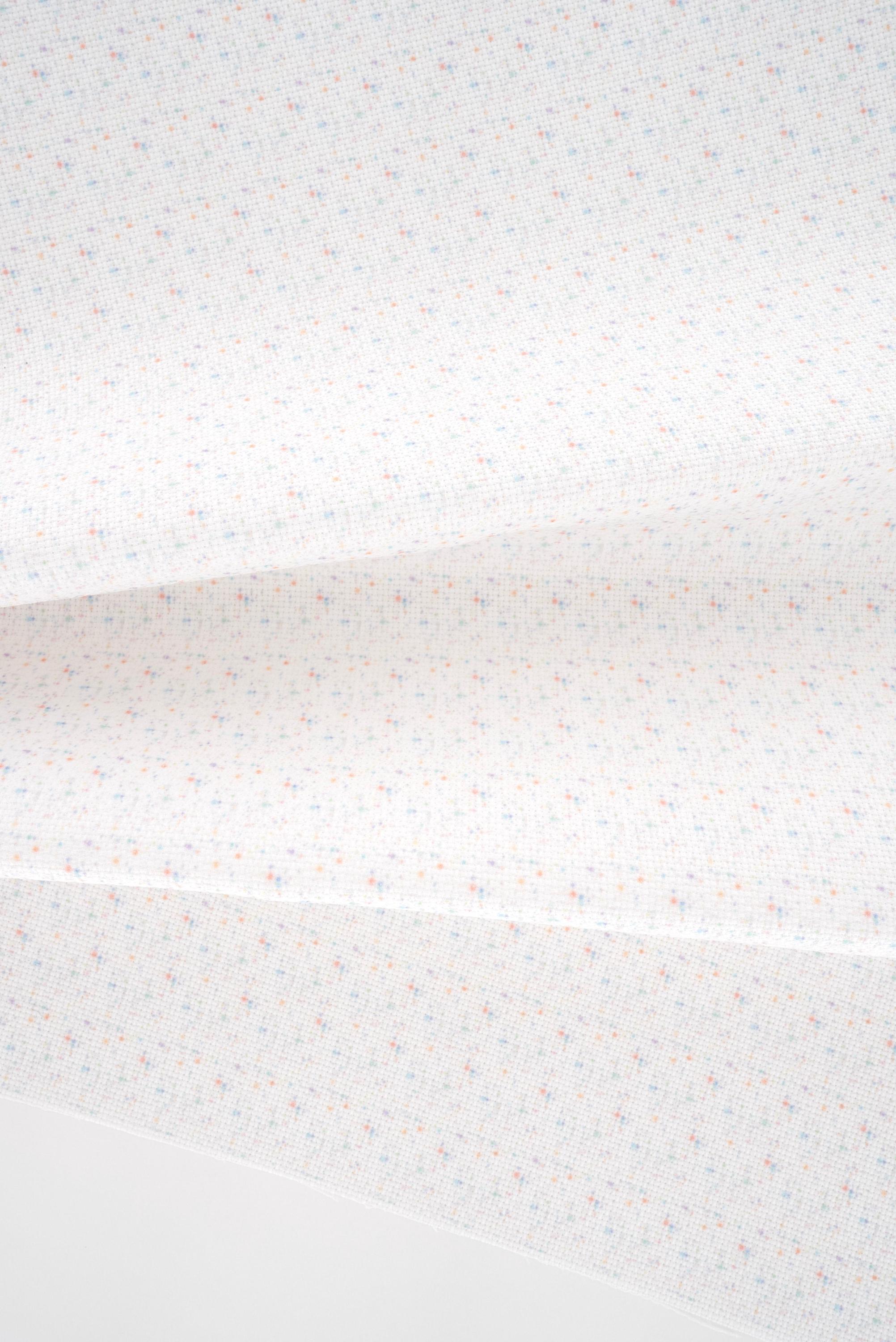 Confetti Cross Stitch Fabric, Polka Dots, Spots, Textured, Aida Evenweave Linen, White