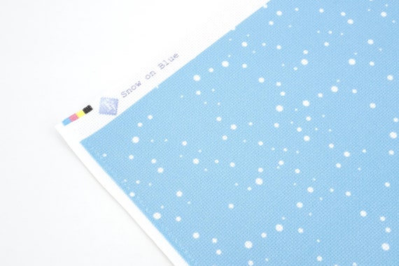 Cross Stitch Cloth - Fabric Flair 16 Count Aida - Snow on Blue with Glitter  18 x 20