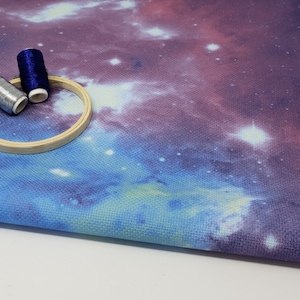 Pink and Purple Galaxy - Hand Dyed Effect // Cross Stitch Fabric // Choose Aida, Evenweave  Linen or Quilt / Embroidery. Pt. Lugana Cashel