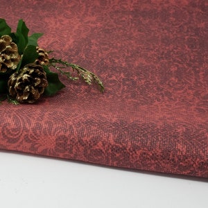 Christmas Red Damascus // Cross Stitch Fabric //Aida/Evenweave /Linen or Quilt/Embroidery. Hand Dyed Effect Pt. LuganaCashel