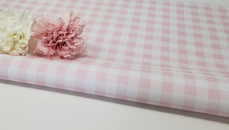 Pink Gingham // Cross Stitch Fabric // Choose from Aida, Evenweave Linen or Quilt / Embroidery. Pt. Lugana Cashel image 1