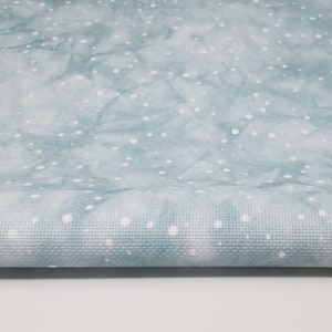 White Snowflakes w/Aqua Dyed Effect// Cross Stitch Fabric // Aida/Evenweave /Linen or Quilt/Embroidery. Hand Dyed Effect Pt. LuganaCashel image 1