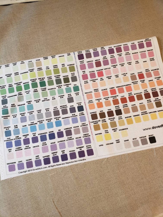 Aida OR Evenweave OR Linen Fabric Color Chart 