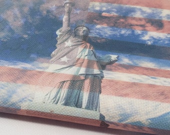 Lady Liberty and Flag // Cross Stitch Fabric // Choose from Aida, Evenweave  Linen or Quilt / Embroidery. Pt. Lugana Cashel