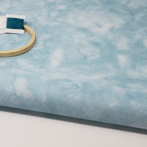 Aida 14ct. 18x27&quot; // Aqua Dyed Effect // Cross-stitch fabric