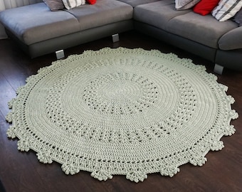 Knitted Rug, Round Crocheted Rug Circle Braided Nursery Rug Mat, 45 Colors Available, Home Decor Gift, Baby Room Decor Openwork Carpet